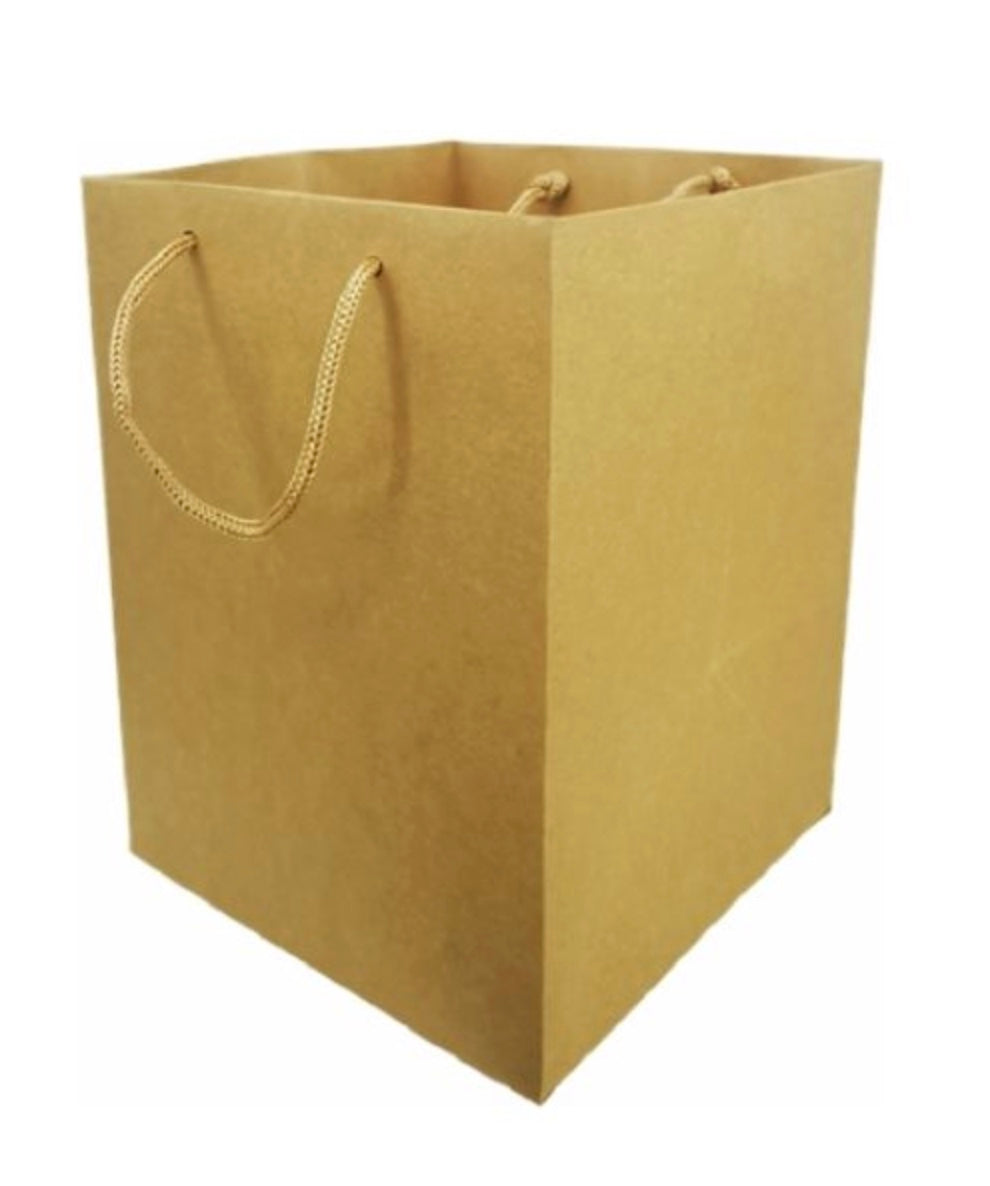 FLOWER BAG 190x190x250mm X 10pcs NATURAL KRAFT