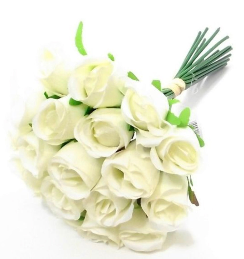 30cm LARGE ROSEBUD BUNDLE (18 STEMS) IVORY